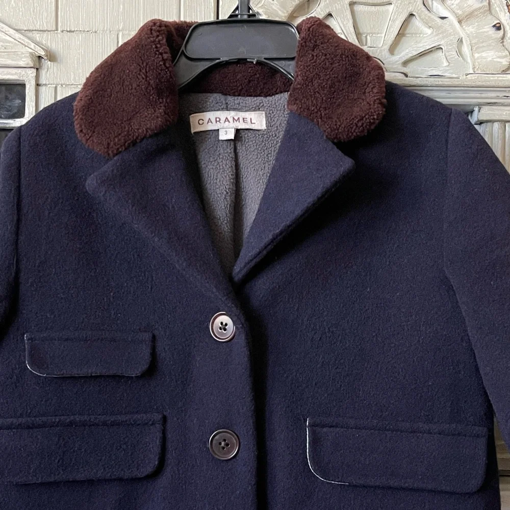 Caramel Baby & Child Boys’ Codnor Coat, Navy Melton - Size 3
